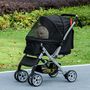 Voir la diapositive 2 : PAWHUT Poussette buggy pliable chien chat panier et sac de rangement attaches sécurité housse réglable poignée réversible acier Oxford noir