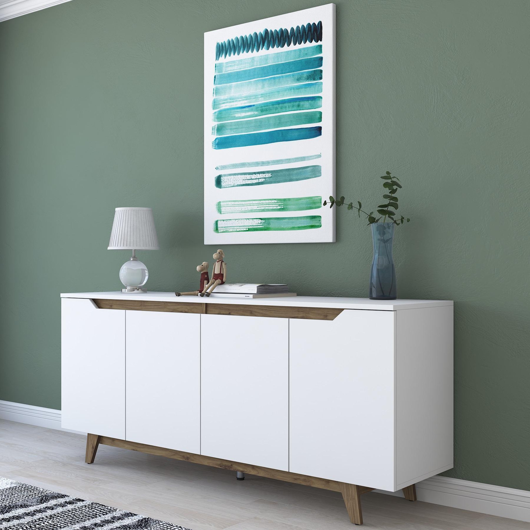 Voir la diapositive 3 : Habitat et Jardin Buffet en bois  gondol  - 180 x 45 x 79 cm - blanc