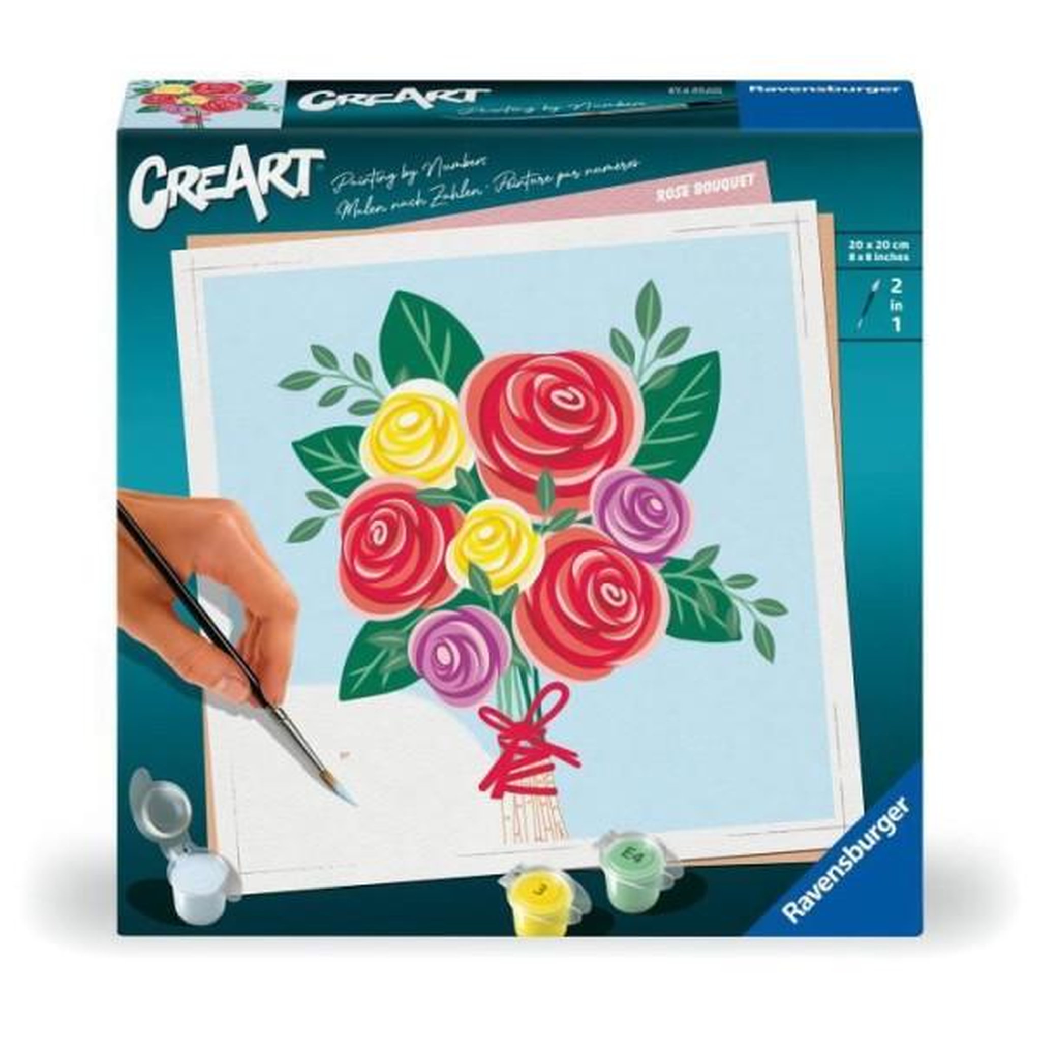 RAVENSBURGER CreArt 20x20 cm Bouquet de roses, Loisir créatif, Adulte, Peinture par numéros, 25520, Ravensburger