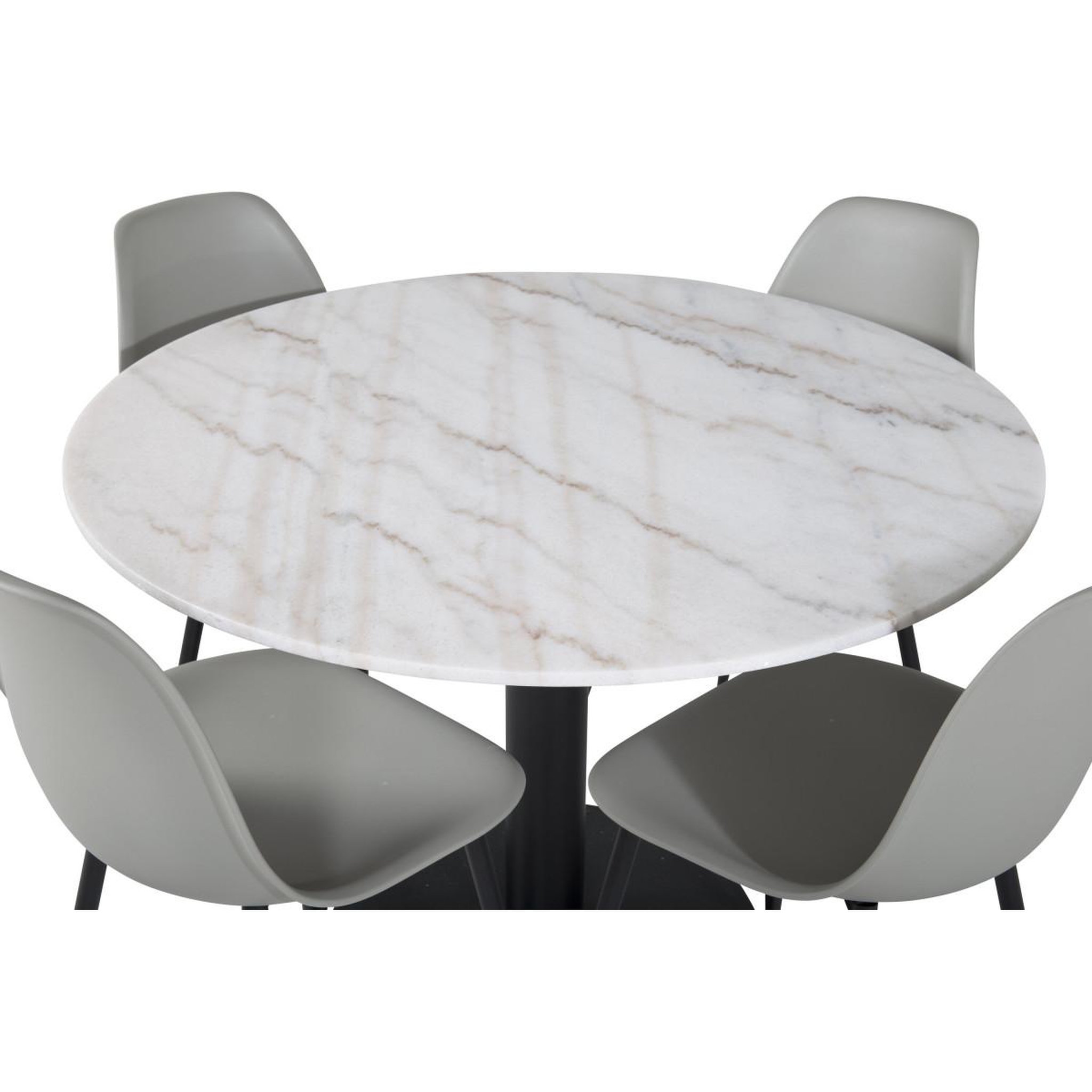 Voir la diapositive 3 : Paris Prix Ensemble table à manger & 4 chaises  estelle & polar  106cm blanc & gris