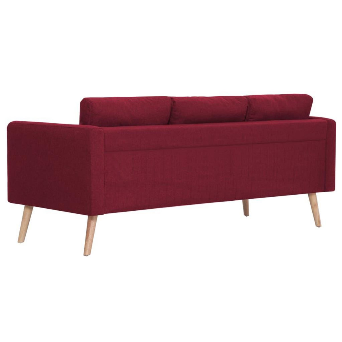 VIDAXL Canape a 3 places Tissu Rouge bordeaux