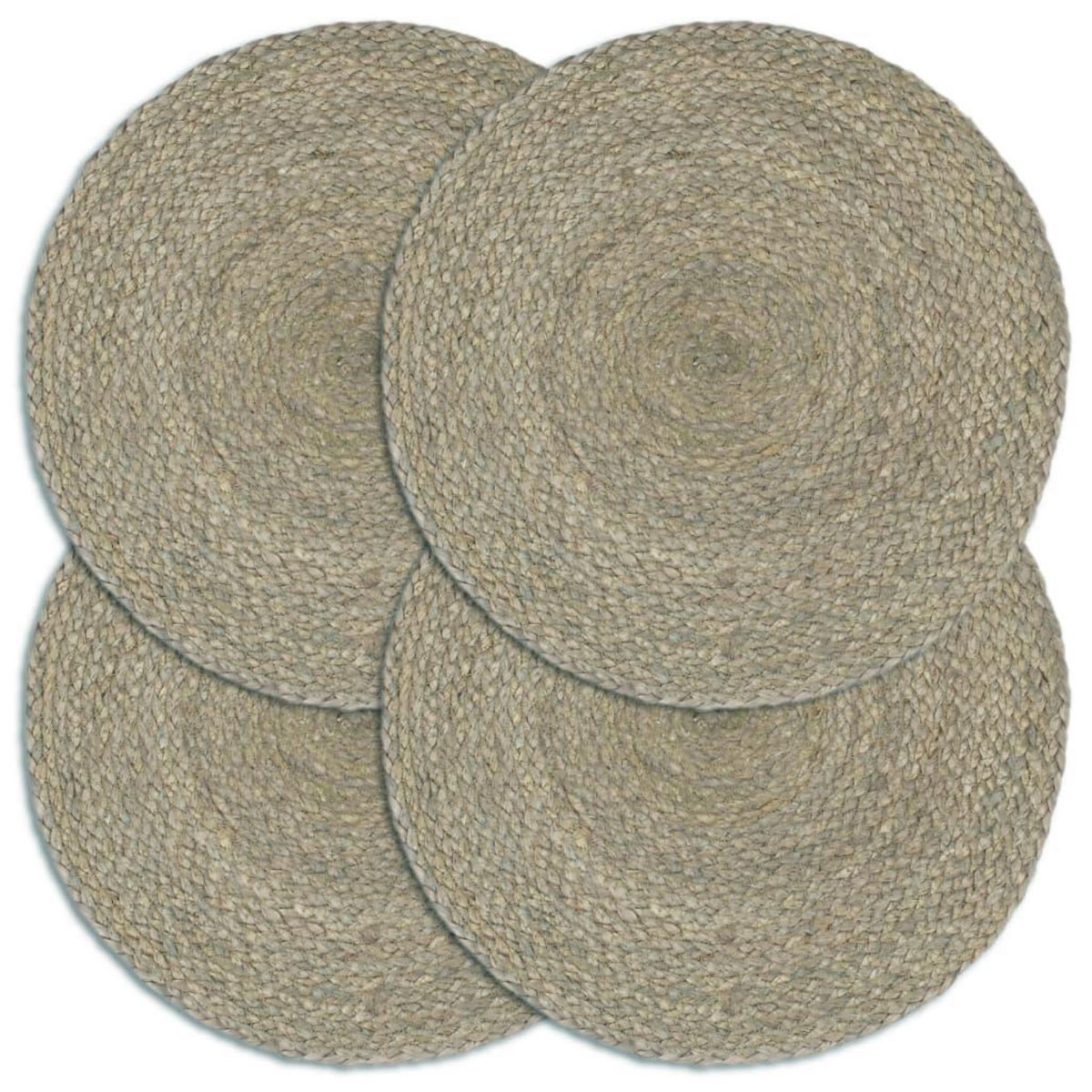 VIDAXL Napperons 4 pcs Gris Plain 38 cm Rond Jute