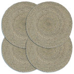 VIDAXL Napperons 4 pcs Gris Plain 38 cm Rond Jute