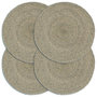 Voir la diapositive 1 : VIDAXL Napperons 4 pcs Gris Plain 38 cm Rond Jute