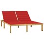 VIDAXL Chaise longue double et coussins rouge Bois de pin impregne