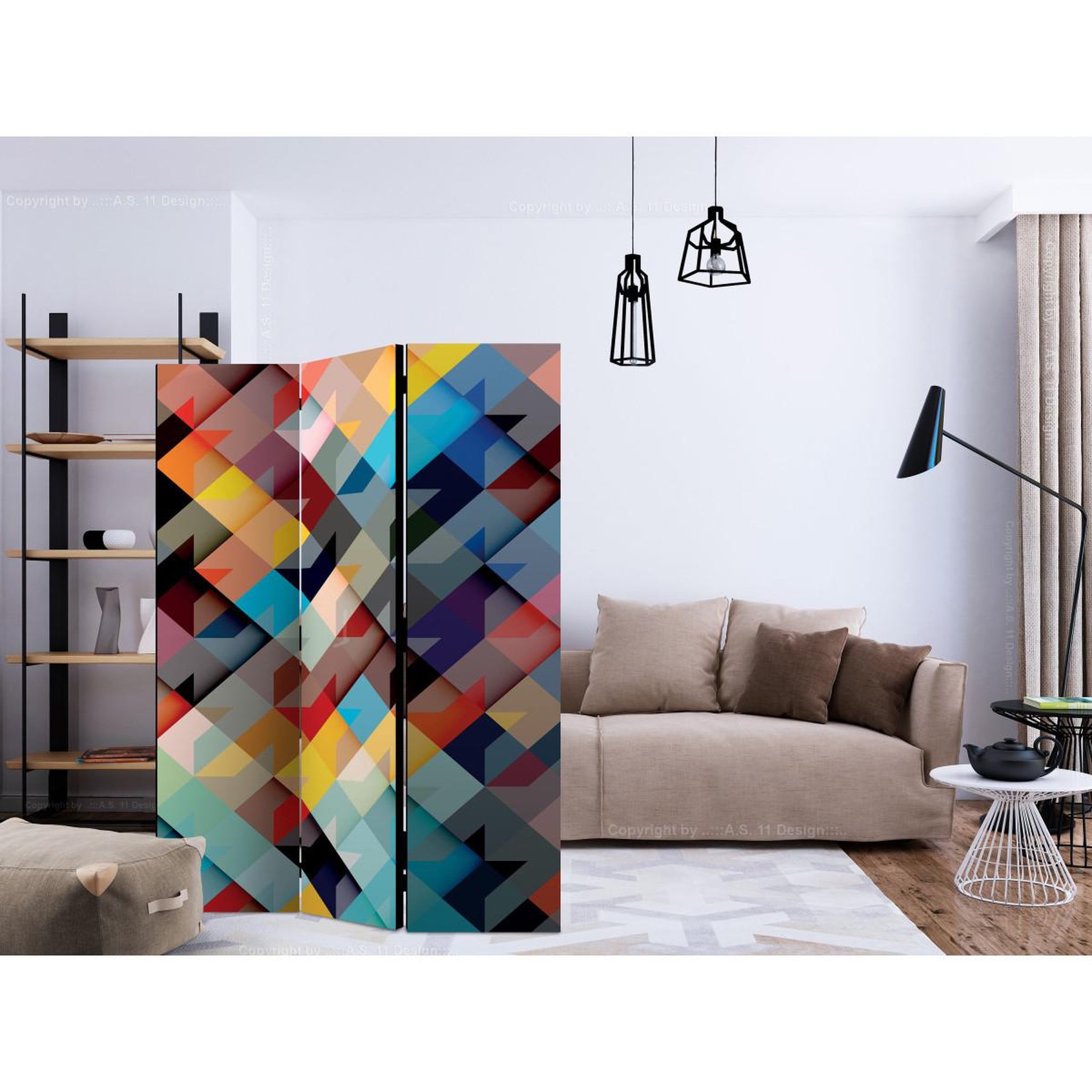 Voir la diapositive 2 : Paris Prix Paravent 3 volets  colour patchwork  135x172cm