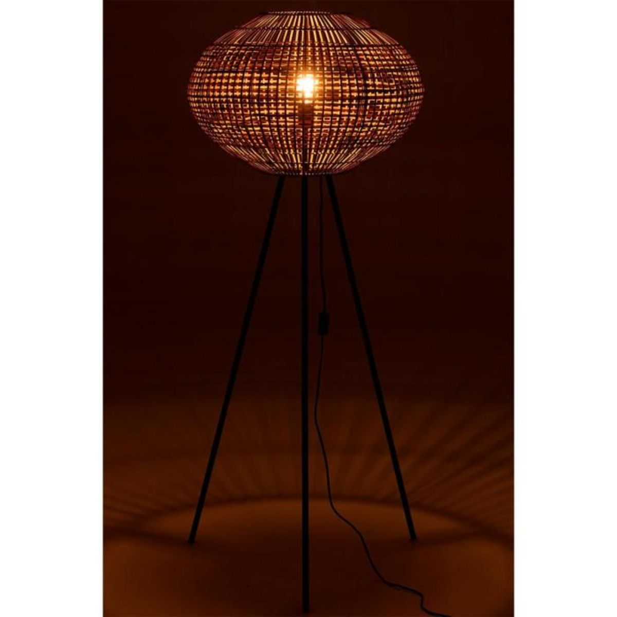 Paris Prix Lampadaire Trépied  Rotin & Métal  125cm Naturel