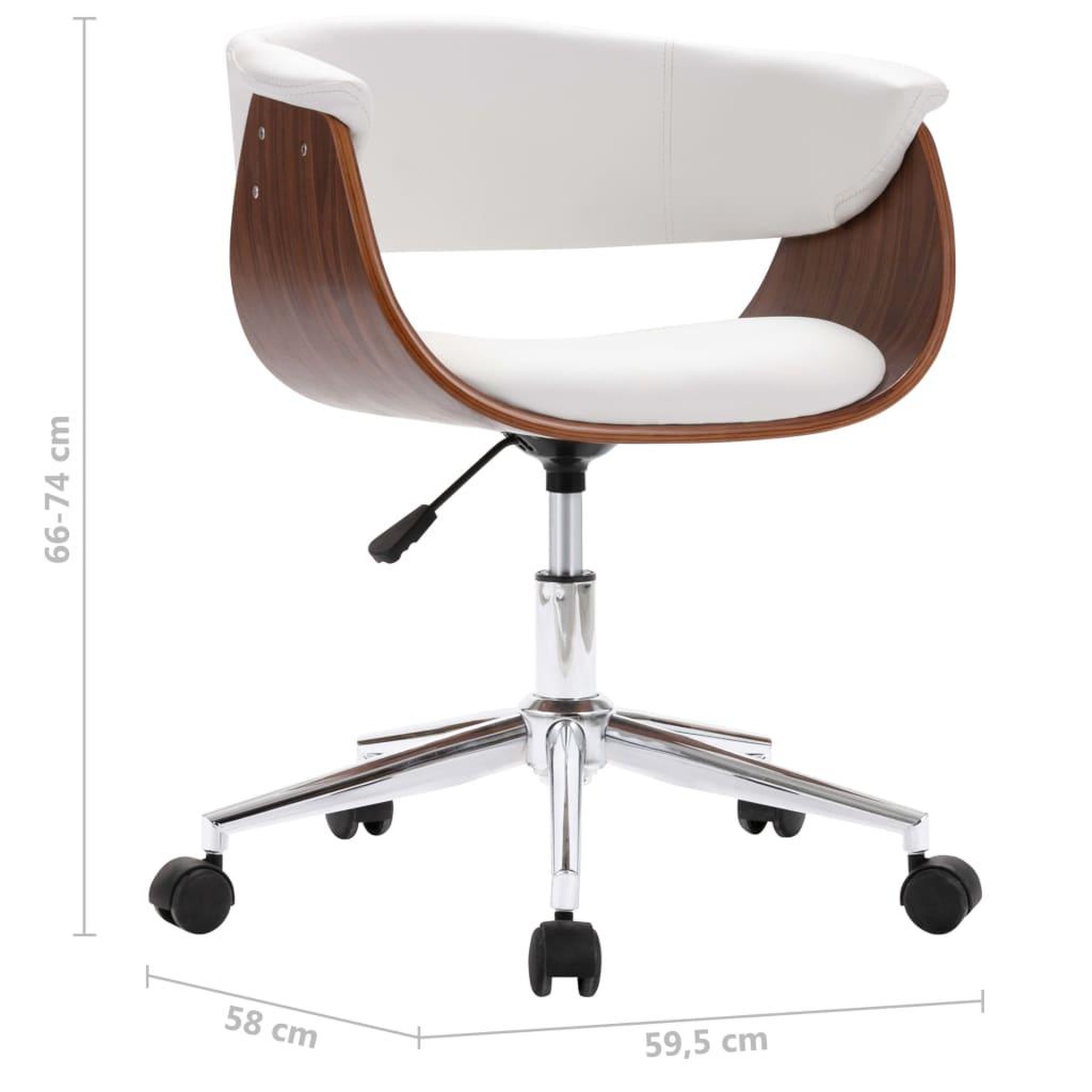 Voir la diapositive 6 : VIDAXL Chaise pivotante de bureau Blanc Bois courbe et similicuir