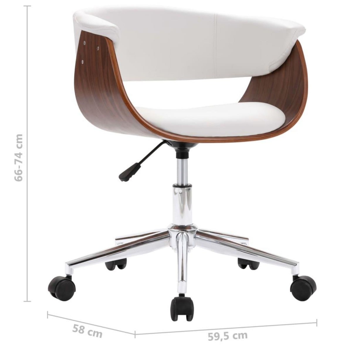 VIDAXL Chaise pivotante de bureau Blanc Bois courbe et similicuir
