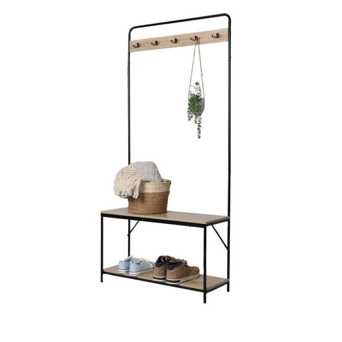 FORNORD Etagère porte manteaux avec range chaussures