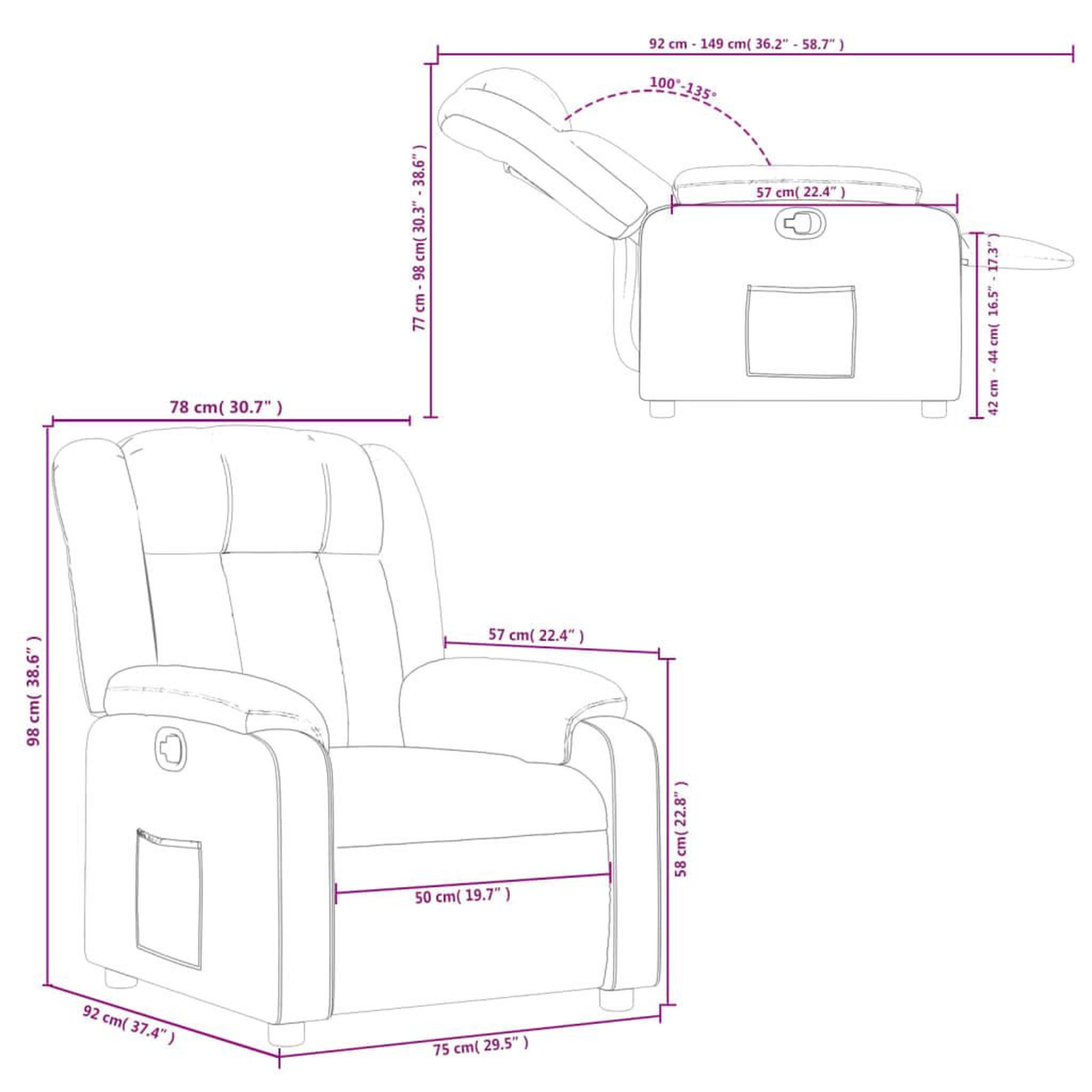 Voir la diapositive 6 : VIDAXL Fauteuil inclinable Cappuccino Similicuir
