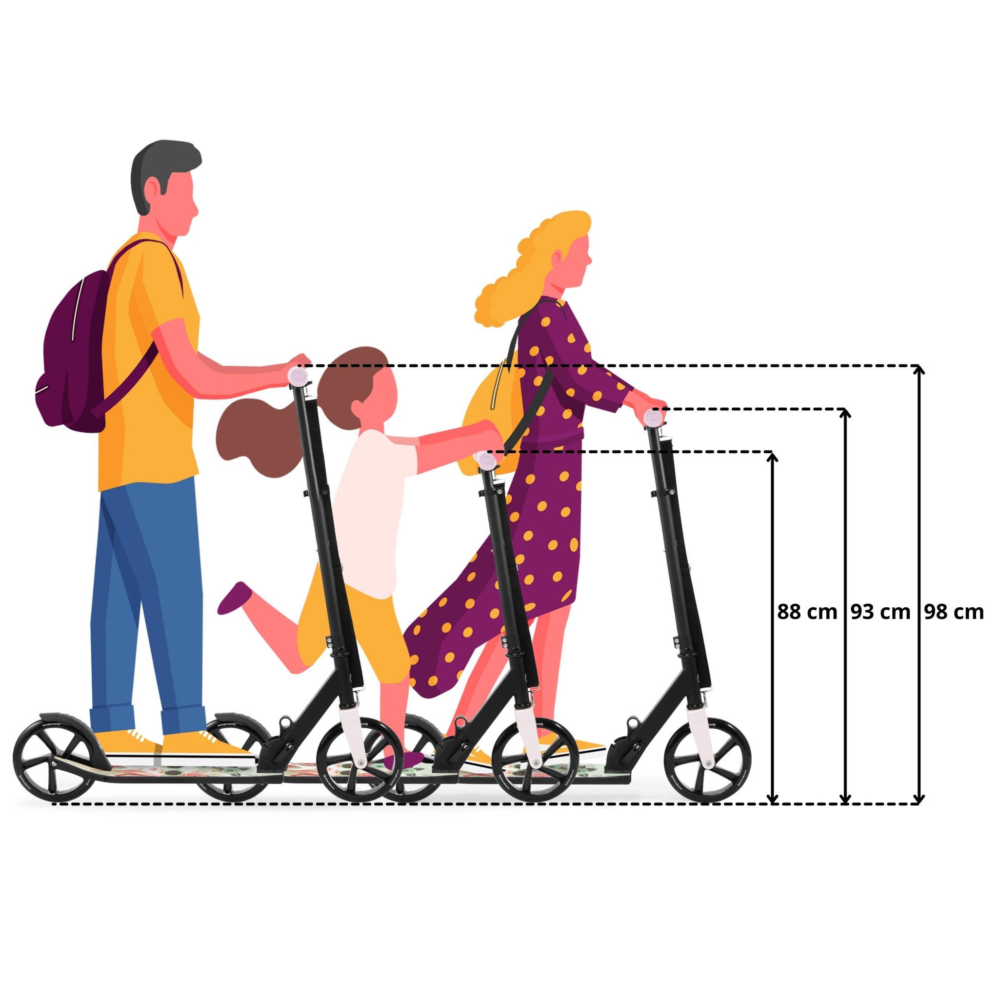 Voir la diapositive 3 : HYPERMOTION Trottinette Enfant +7 ans 100kg, Pliable - Hauteur réglable 88/93/98cm - ABEC-7 Roues 200 mm