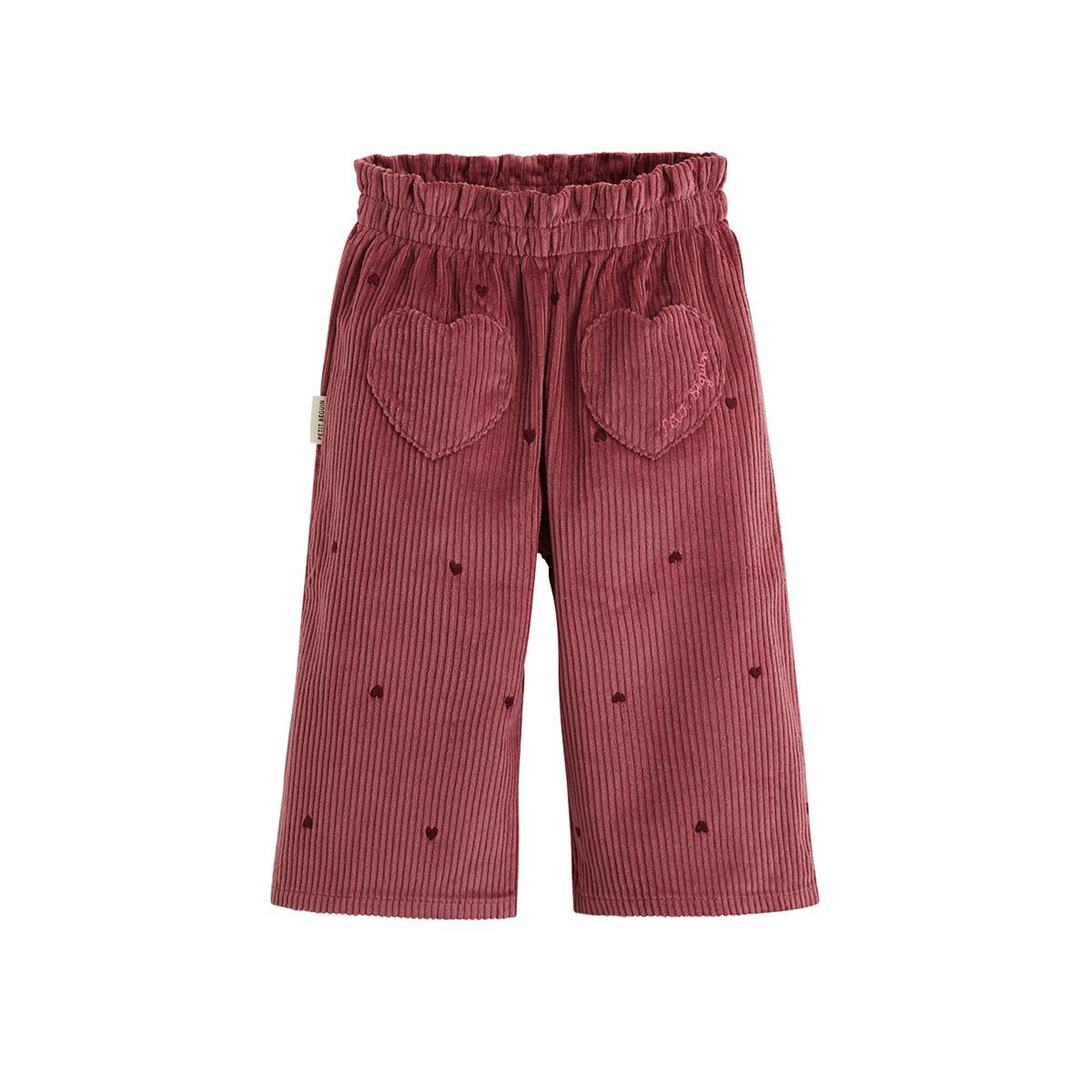 Petit BÃ©guin Pantalon enfant en velours côtelé aimée. Coloris disponibles : Rouge