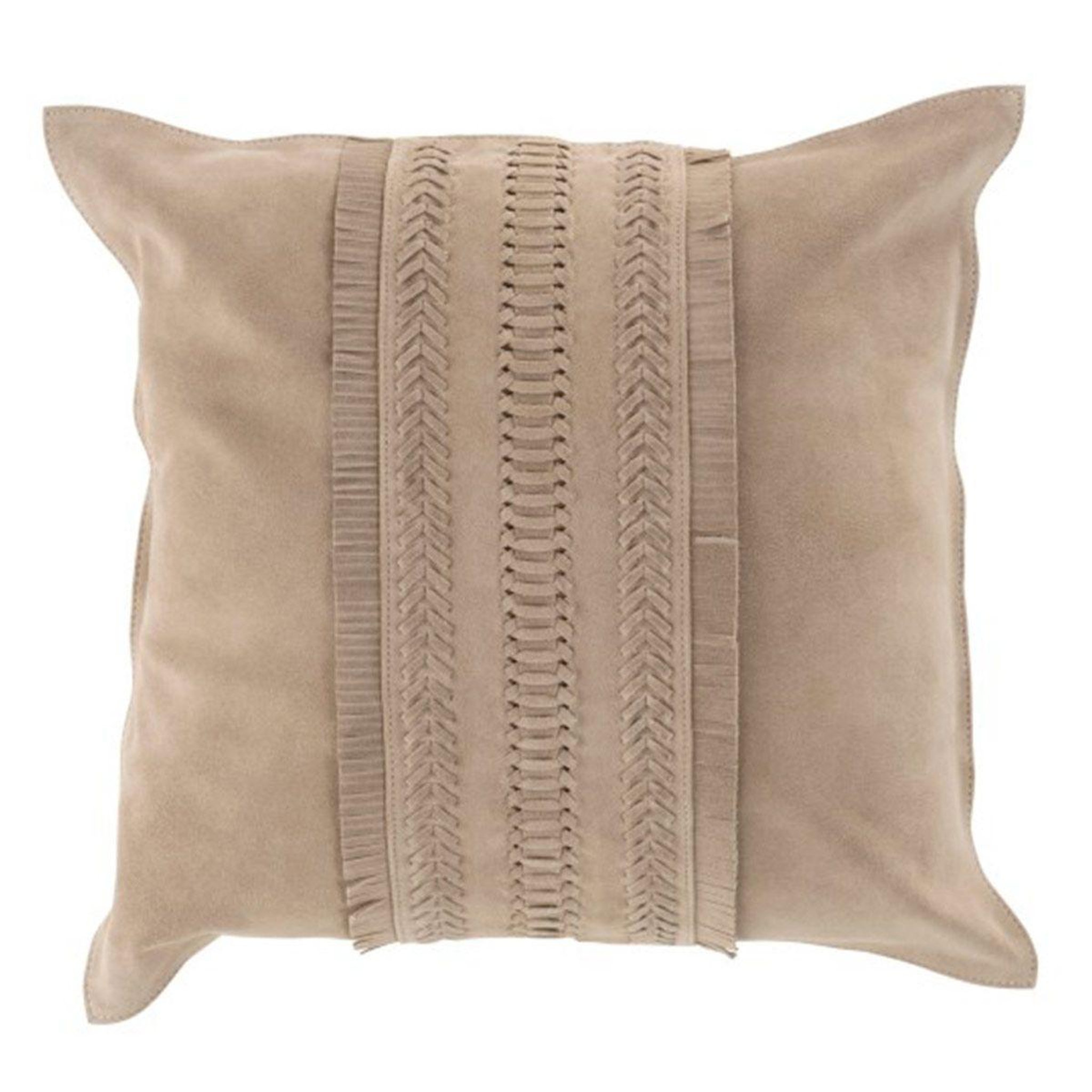 J-LINE Coussin déco carré cuir  india  45x45cm gris clair
