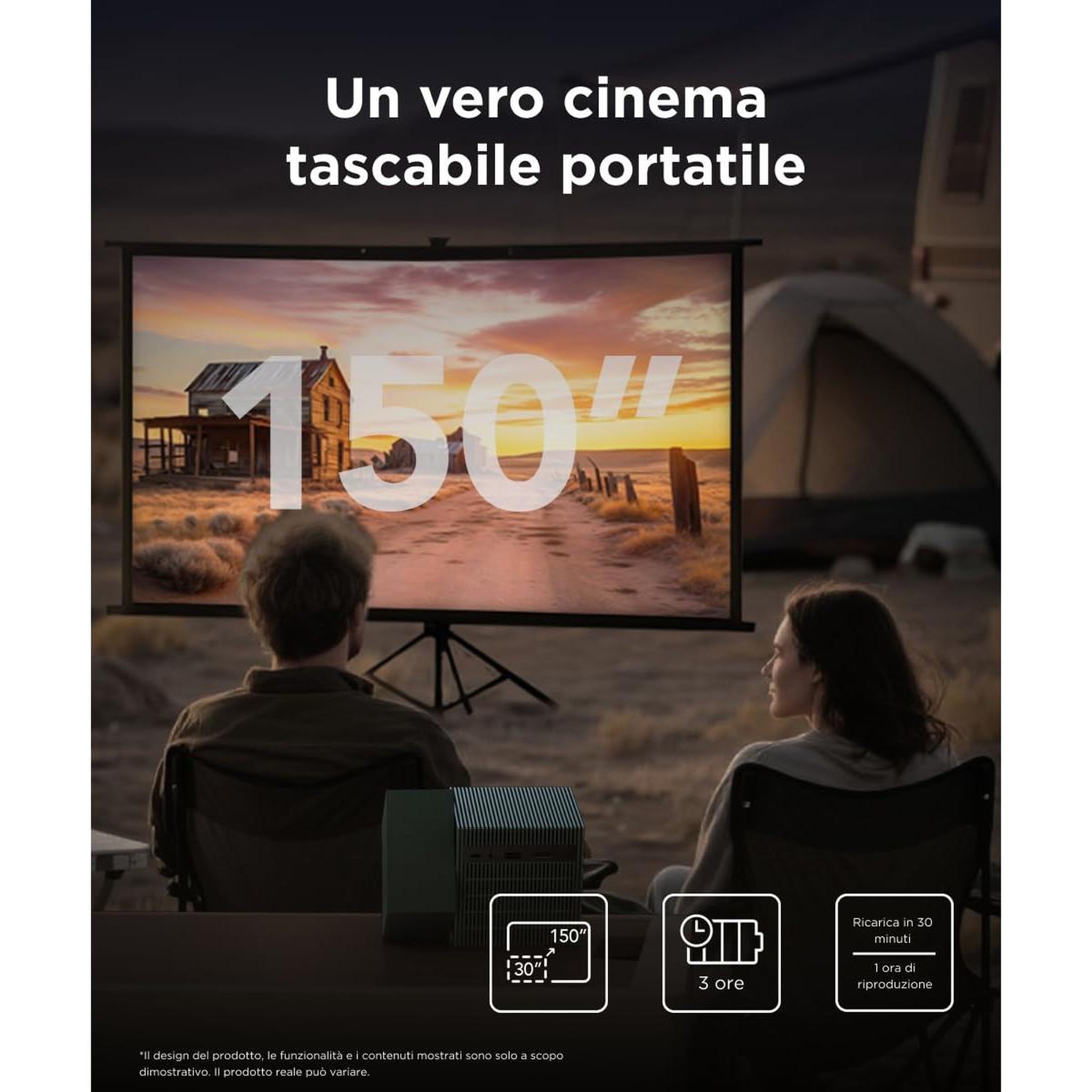 Voir la diapositive 2 : TCL Tcl projecteur portable playcube dlp full hd 1080p, google tv, netflix, 750 lumen, 4k, autofocus, correction trapézoïdale, projection 150 , batterie 66wh