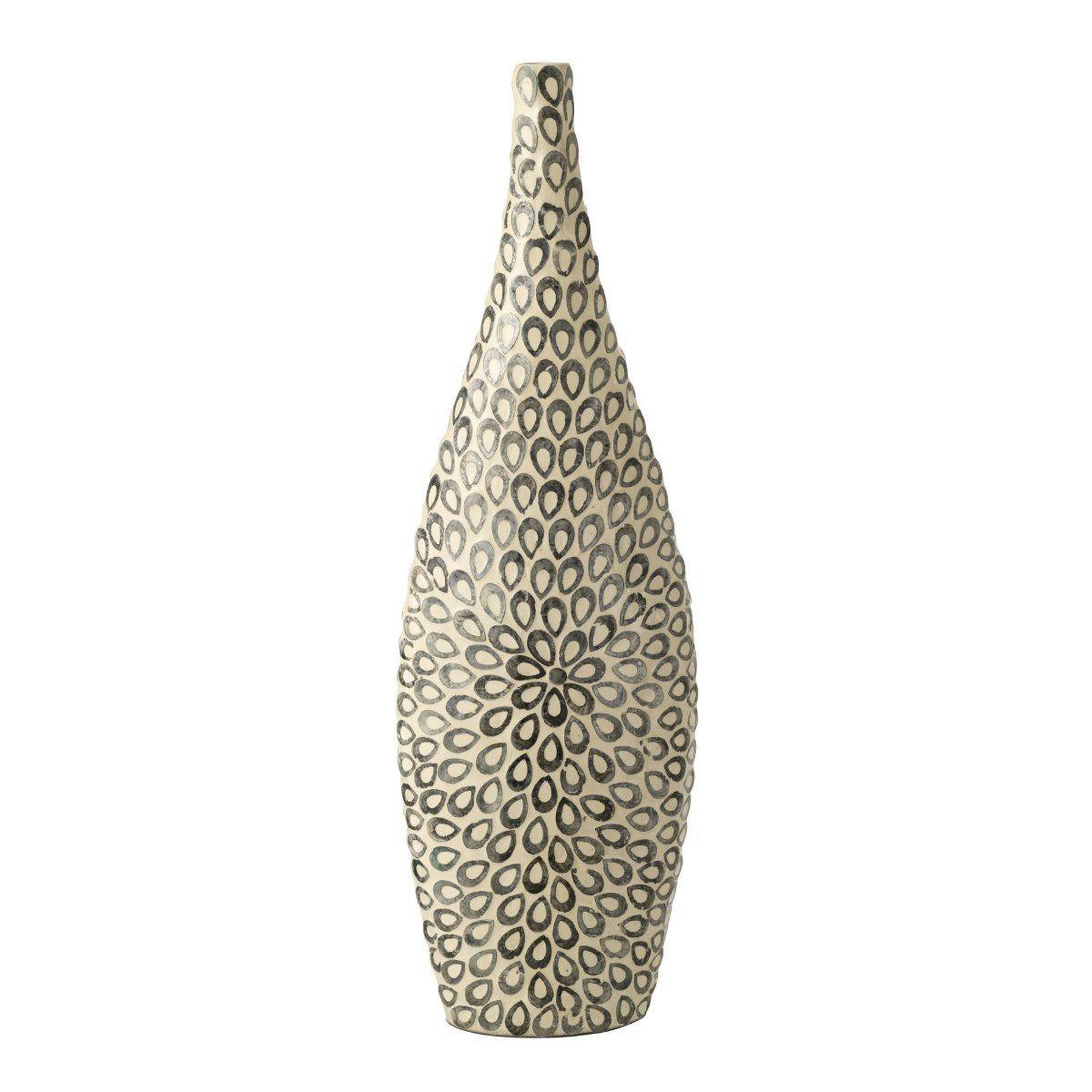 Voir la diapositive 1 : J-LINE Vase long design  goutte  84cm noir & blanc