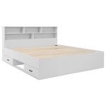 BEST MOBILIER Andrea - lit avec rangements - 160x200 cm - sommier inclus - bois. Coloris disponibles : Blanc