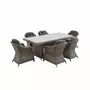 SWEEEK Table de jardin 6 places en résine tressée arrondis - Lecco - Coussins  - 6 fauteuils, 1 grande table