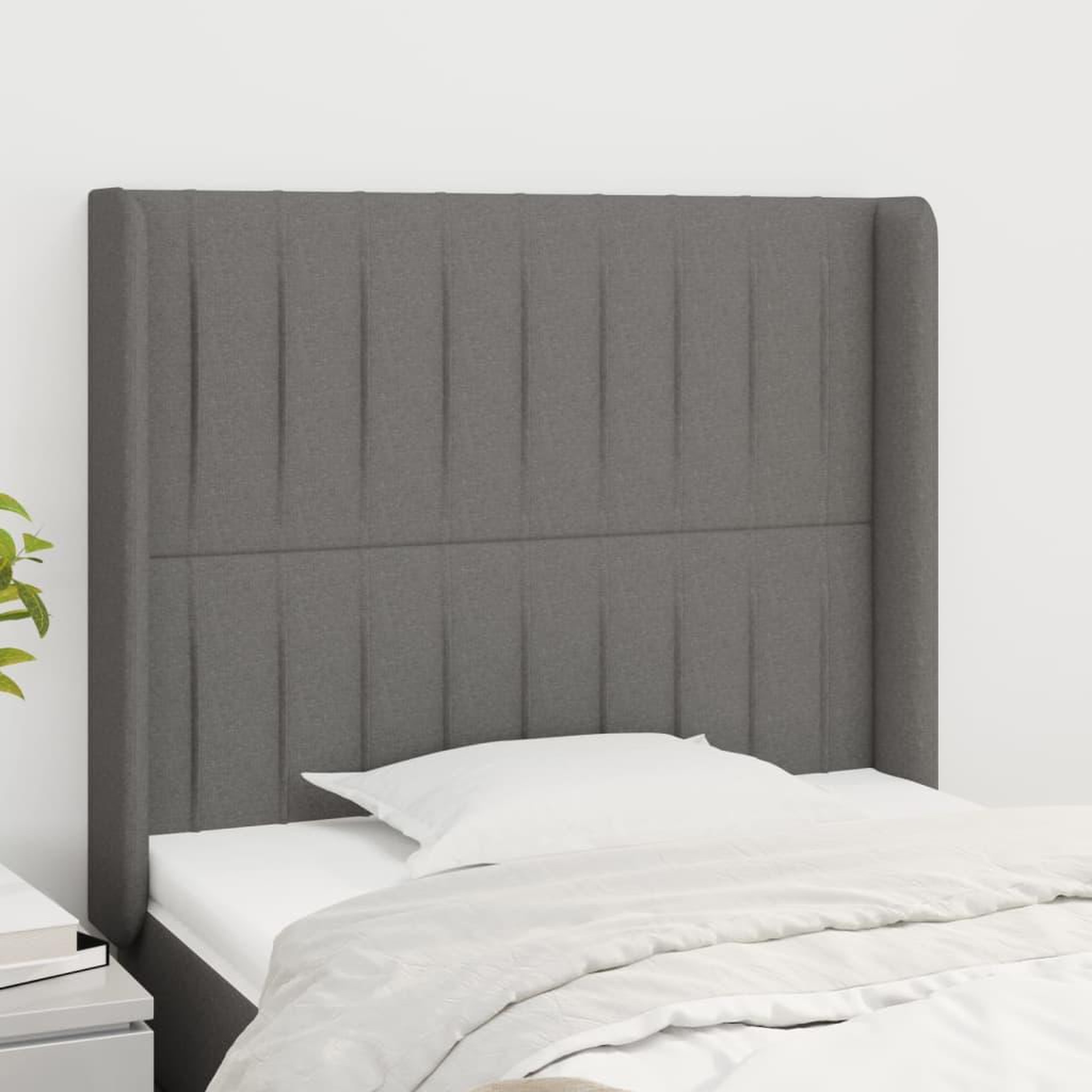 Voir la diapositive 1 : VIDAXL Tete de lit avec oreilles Gris fonce 83x16x118/128 cm Tissu