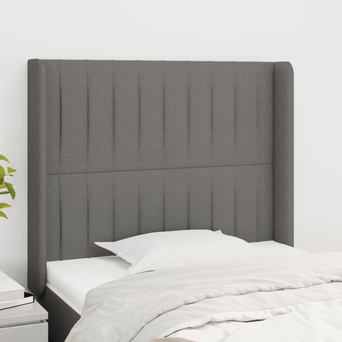 VIDAXL Tete de lit avec oreilles Gris fonce 83x16x118/128 cm Tissu
