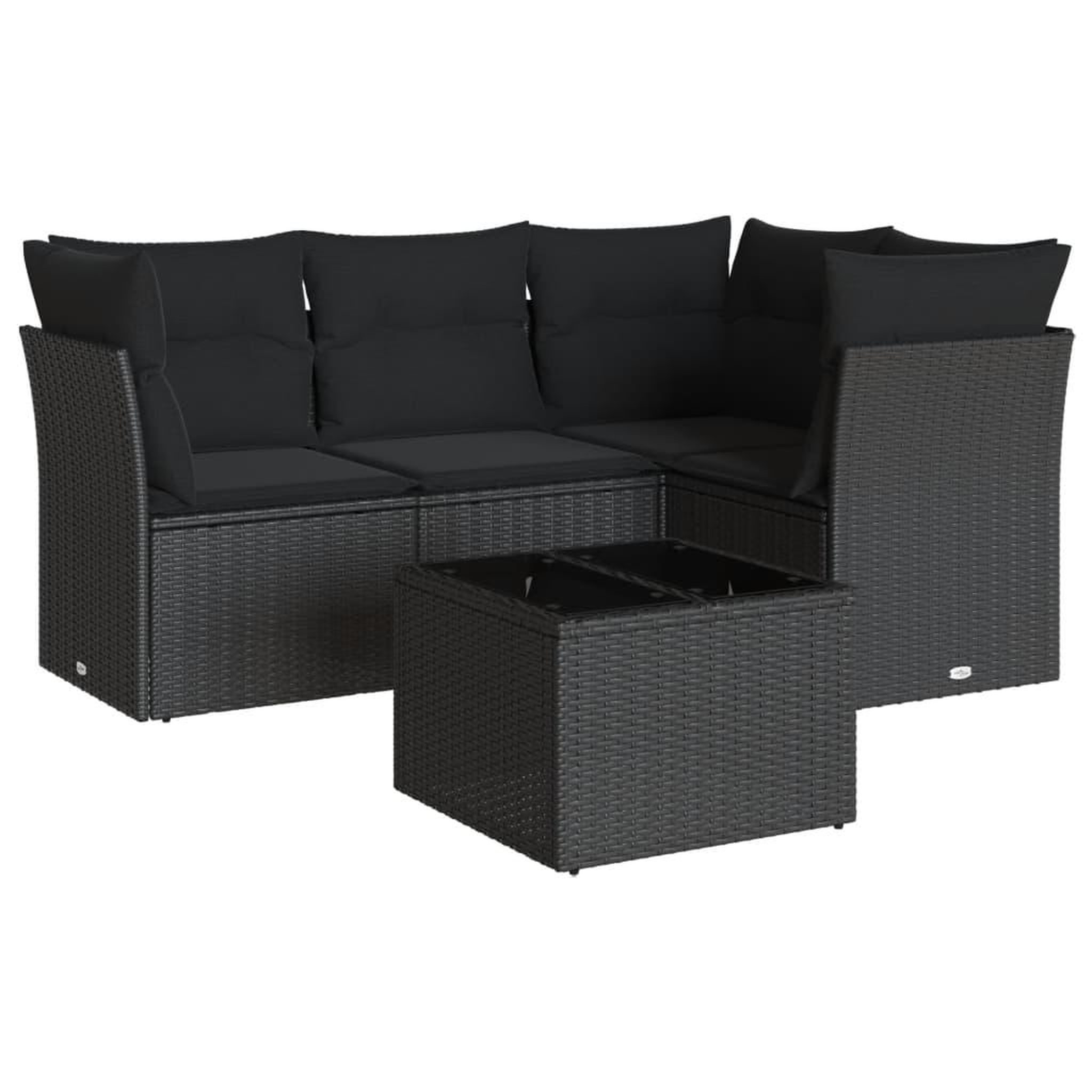 Voir la diapositive 2 : VIDAXL Salon de jardin 5 pcs avec coussins noir resine tressee