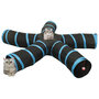 Voir la diapositive 2 : VIDAXL Tunnel pour chats a 5 voies Noir et bleu 25 cm Polyester