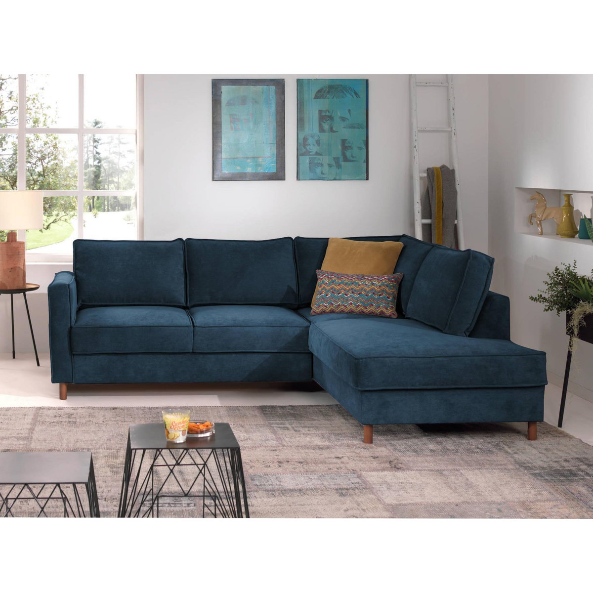 LISA DESIGN Jake - canapé d'angle droit - convertible - 5 places - en velours côtelé