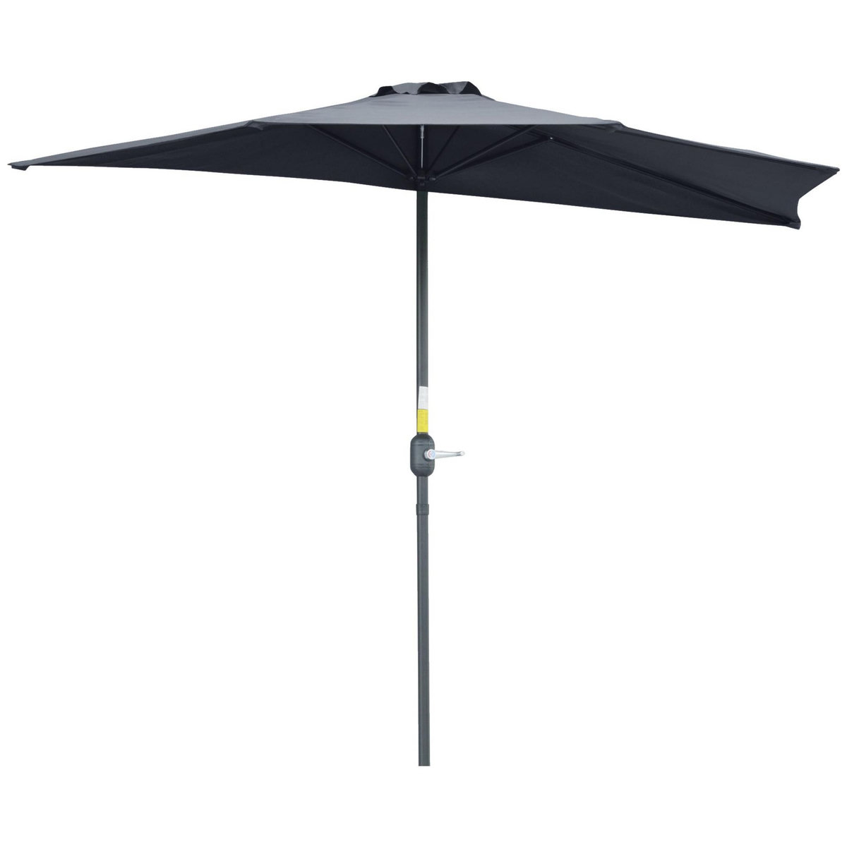 OUTSUNNY Demi parasol, parasol de balcon 5 entretoises métal polyester 2,69L x 1,38l x 2,36H m gris
