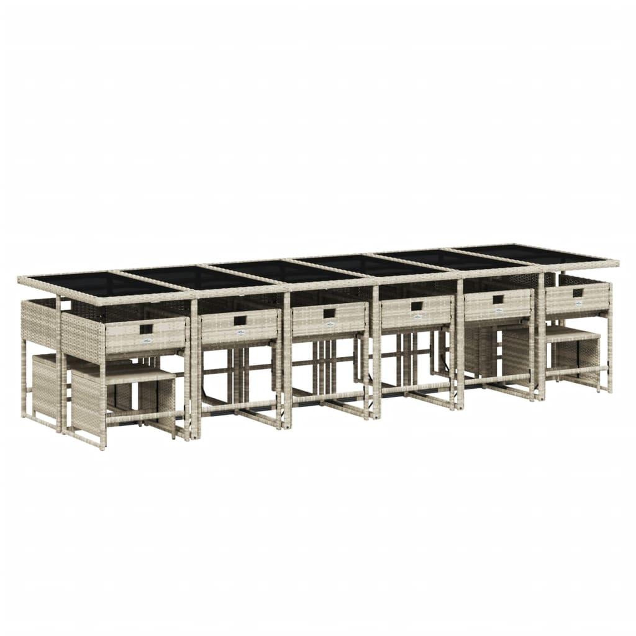 Voir la diapositive 4 : VIDAXL Ensemble a manger de jardin et coussins 17 pcs gris clair rotin