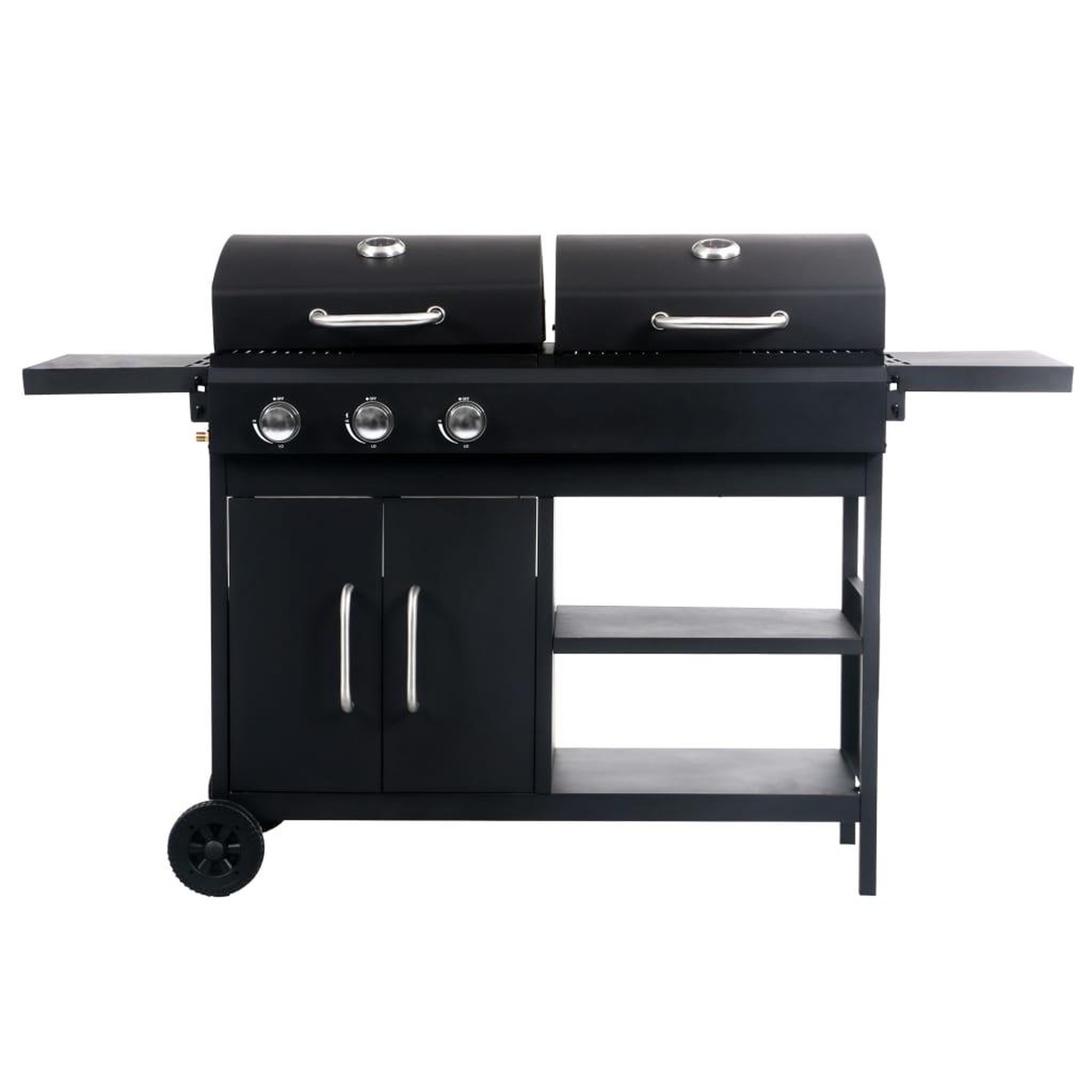 Voir la diapositive 3 : VIDAXL Barbecue gril combo a gaz et au charbon avec 3 bruleurs