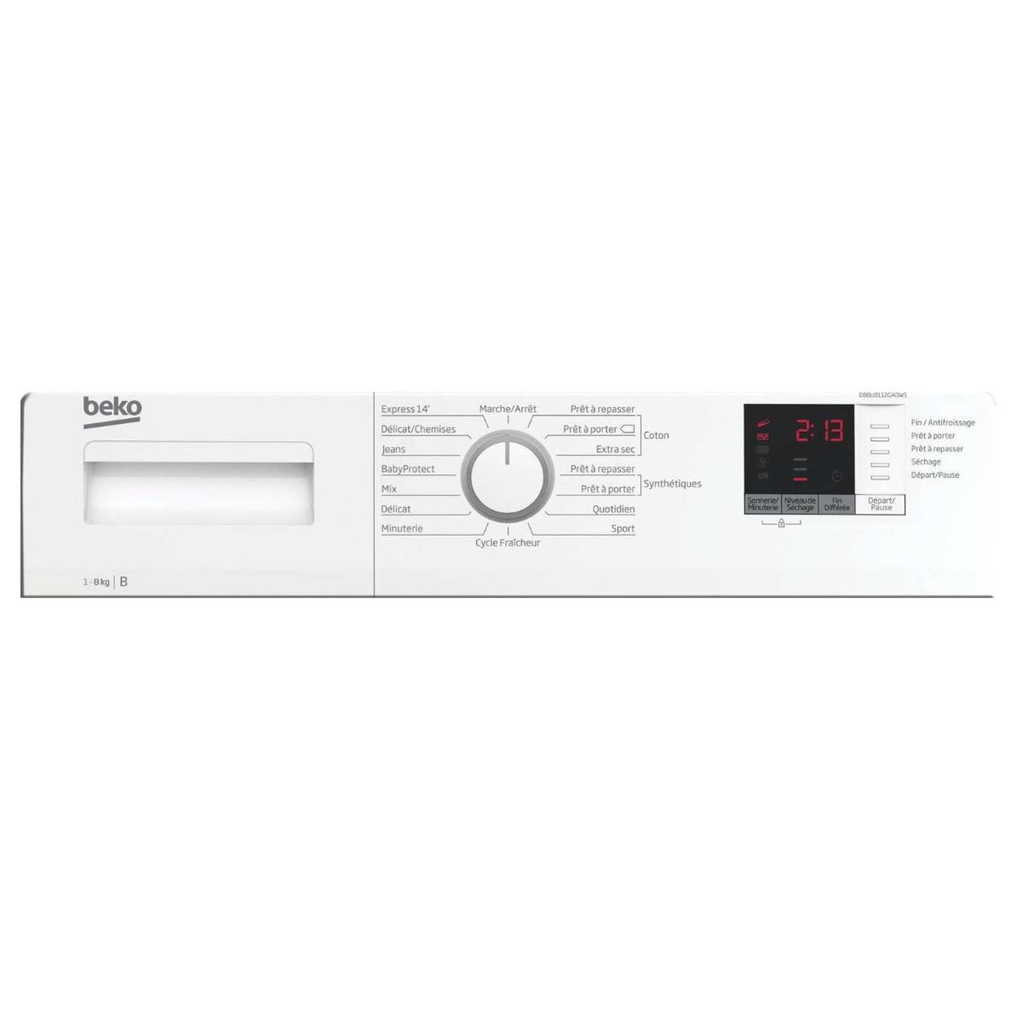 Voir la diapositive 3 : Beko Sèche-linge à condensation 60cm 8kg b - dbbu8112ga0ws