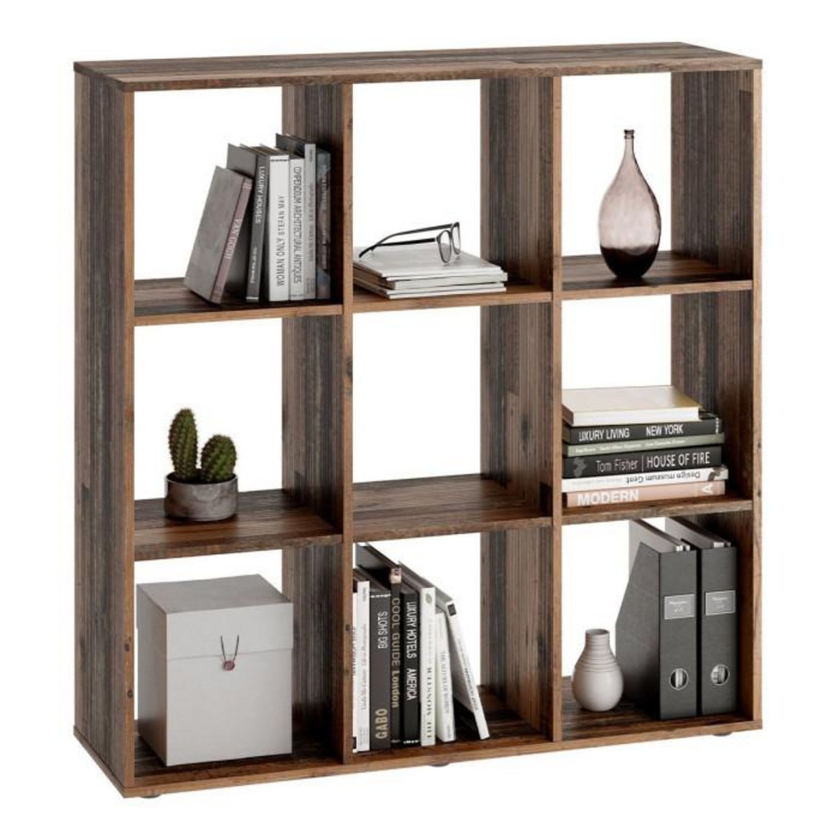 Paris Prix Étagère 9 Cases Design  Gaman  108cm Chêne Foncé