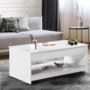 Voir la diapositive 3 : ID MARKET Table basse rectangulaire plateau relevable SOA bois blanc