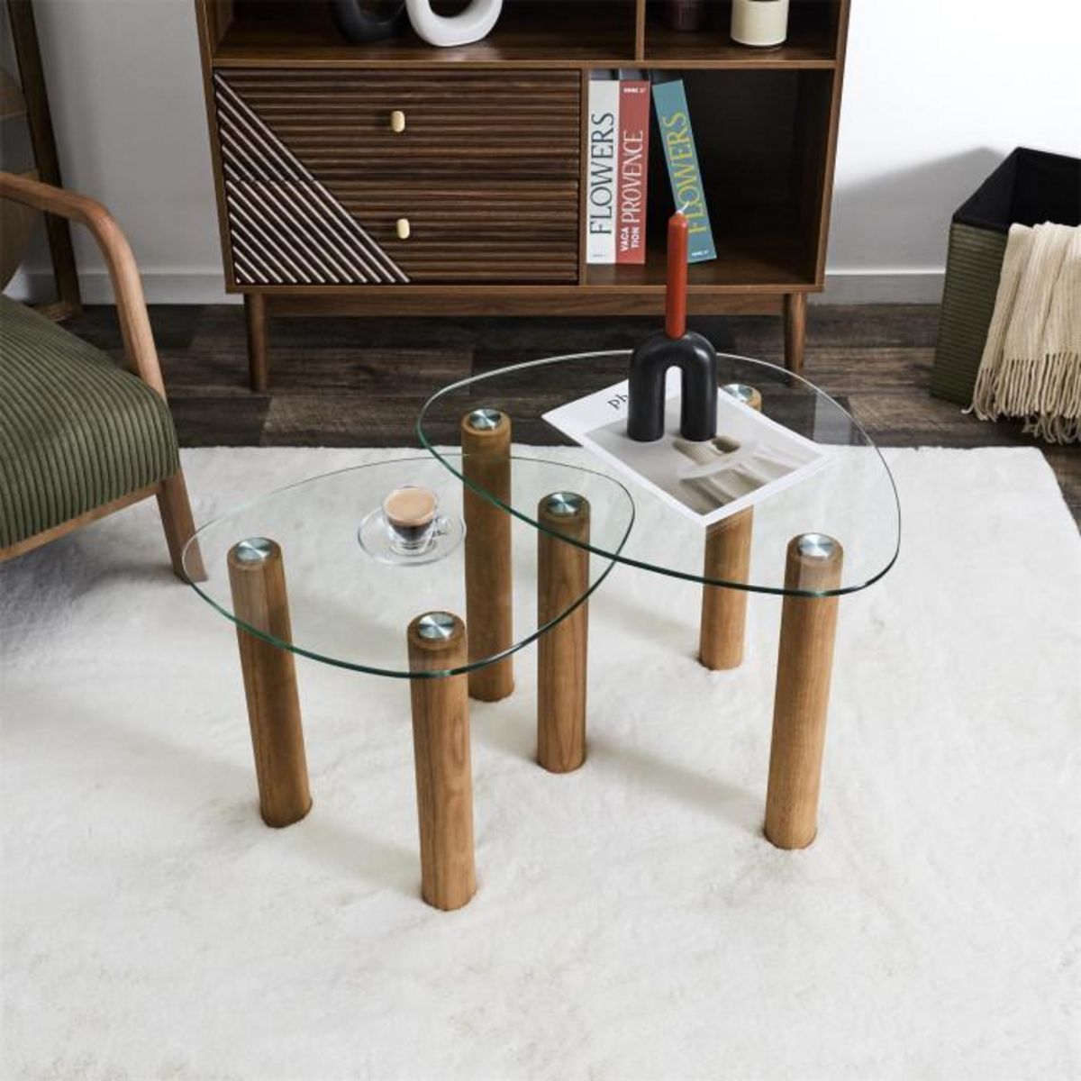 Paris Prix Lot de 2 Tables Gigognes en Verre  Clara  60cm Transparent