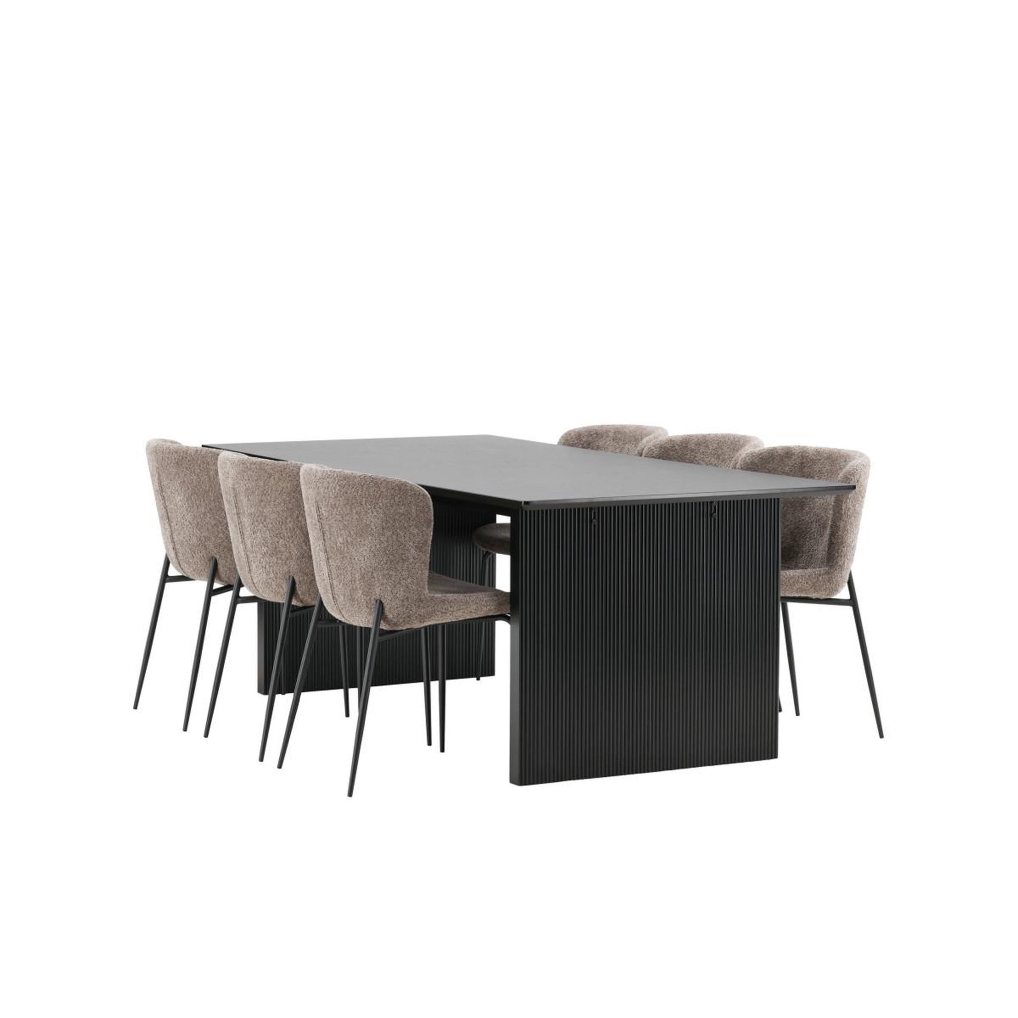 Voir la diapositive 6 : Paris Prix Ensemble table à manger & 6 chaises  vail & modesto  200cm noir & marron