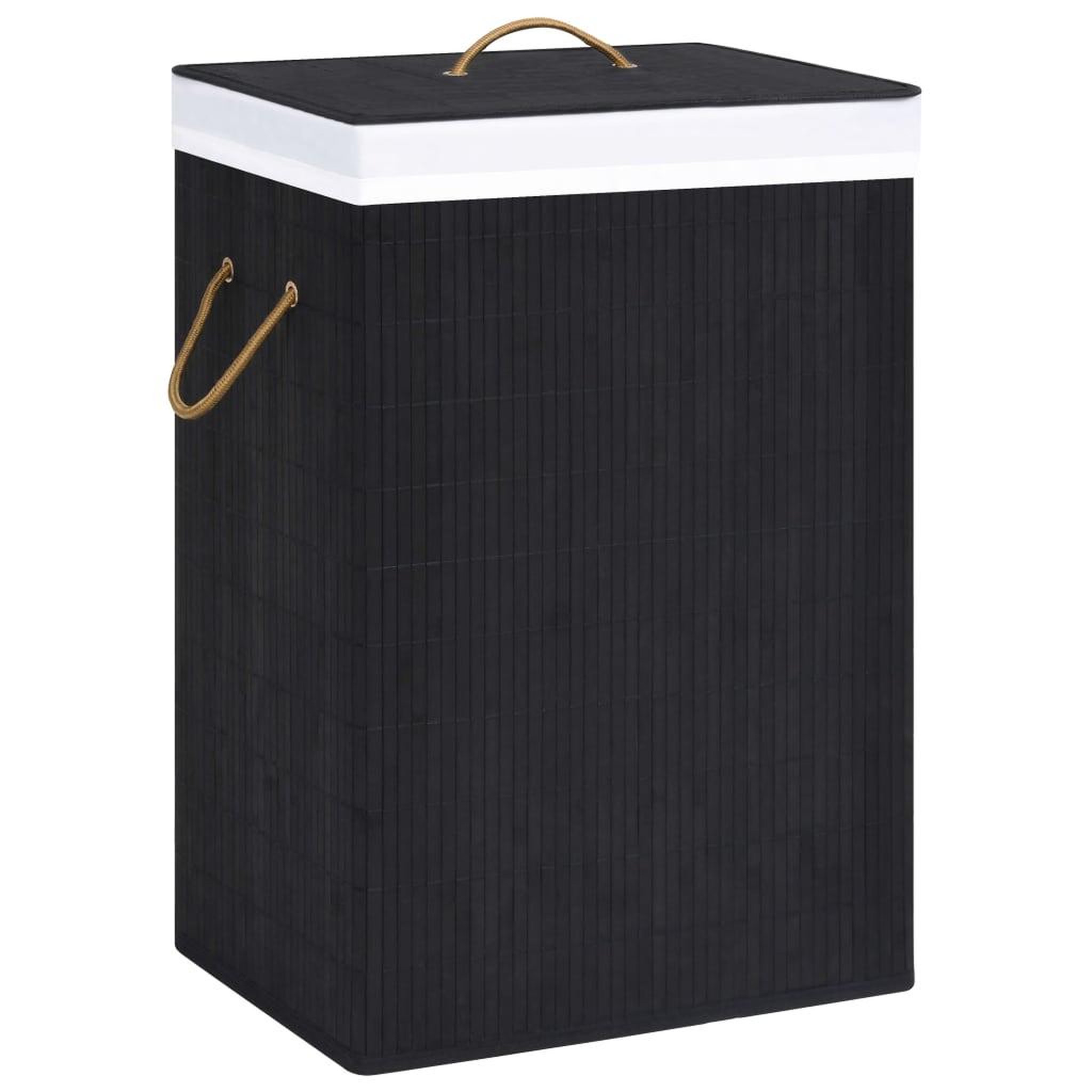 Voir la diapositive 1 : VIDAXL Panier a linge avec une seule section bambou noir