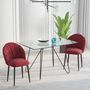 Voir la diapositive 2 : HOMCOM Lot de 2 chaises velours bordeaux pieds métal noir dim. 52L x 54l x 79H cm
