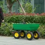 OUTSUNNY Chariot de jardin à main benne basculante 75° 125L charge max. 200 Kg 4 roues pneumatiques acier PP jaune vert