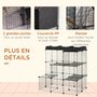 Voir la diapositive 5 : PAWHUT Cage parc enclos chat modulable dim. L105 x l70 x H105 cm 3 niveaux 2 portes rampe plateformes PE motif graphique fil métallique noir