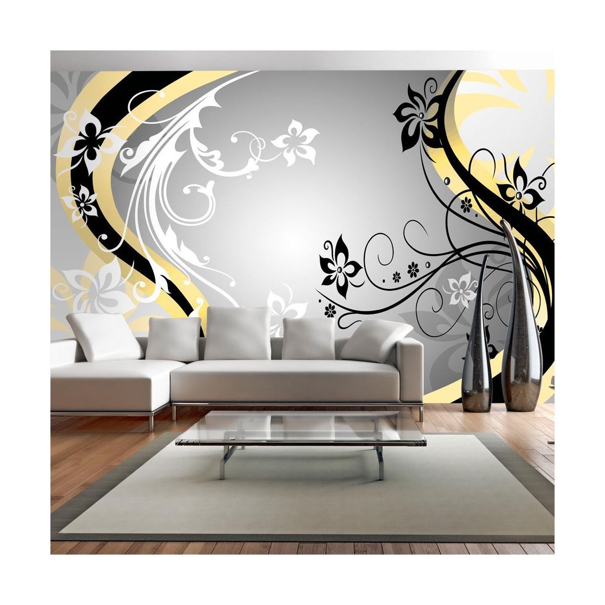 Paris Prix Papier peint xxl  art flowers yellow  280x500cm