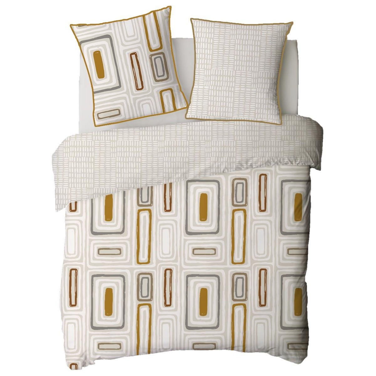 FUTURE HOME Parure de lit 2 personnes géométrique réversible