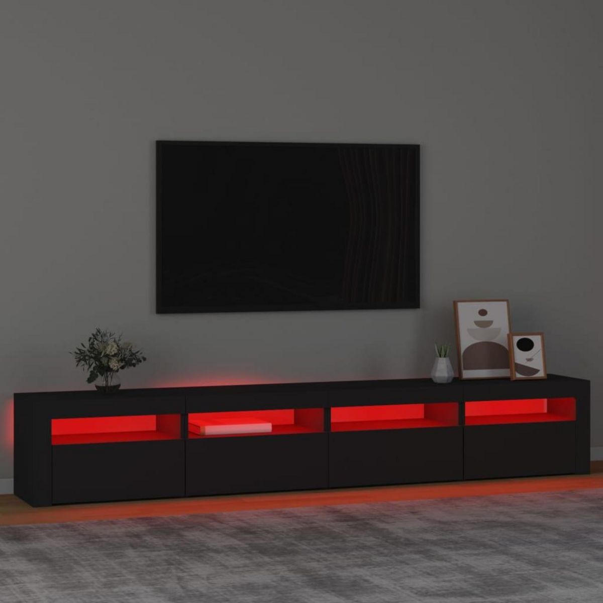 VIDAXL Meuble TV avec lumieres LED Noir 240x35x40 cm
