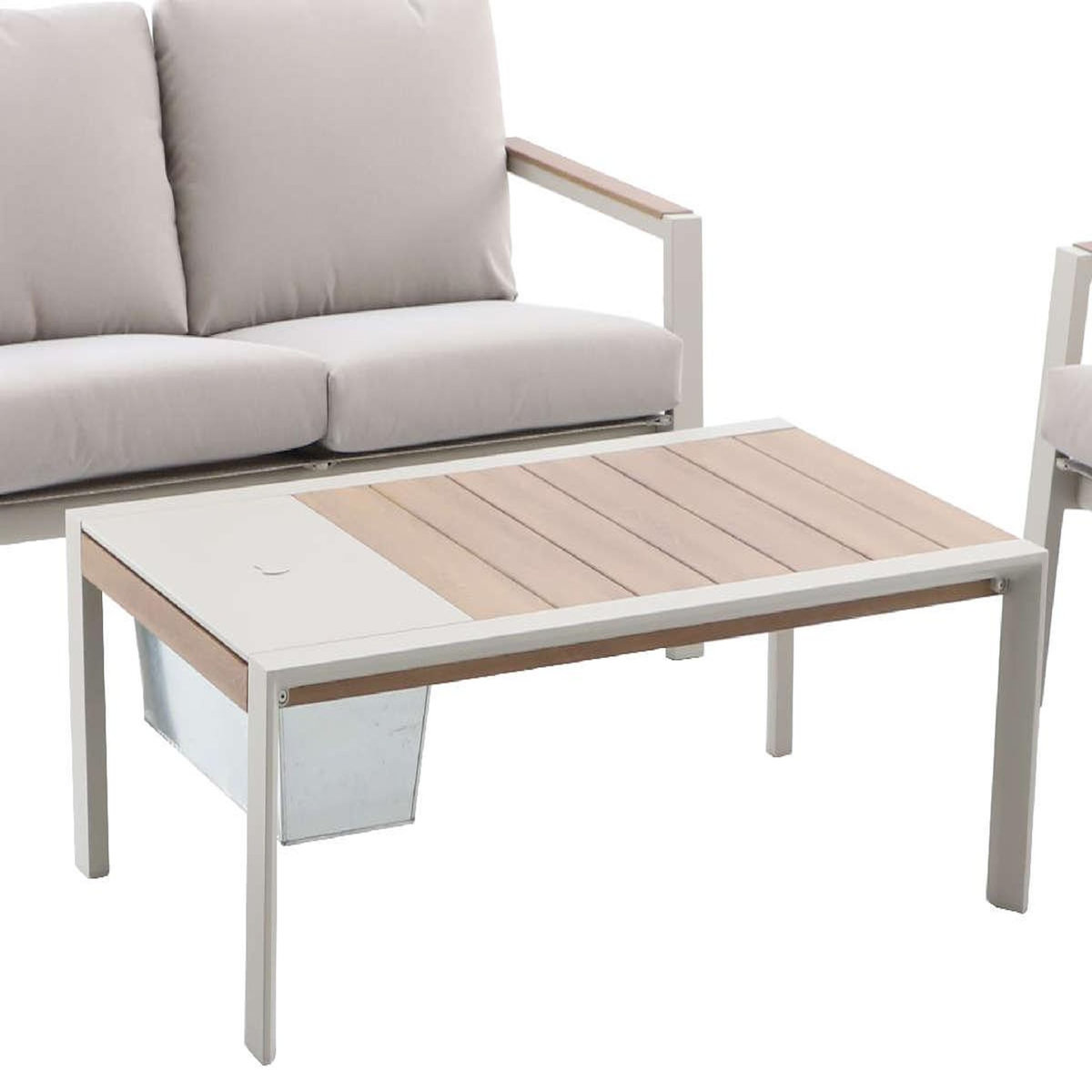 JARDIDECO Salon de jardin alu Nouma Beige - 4 places - Jardideco