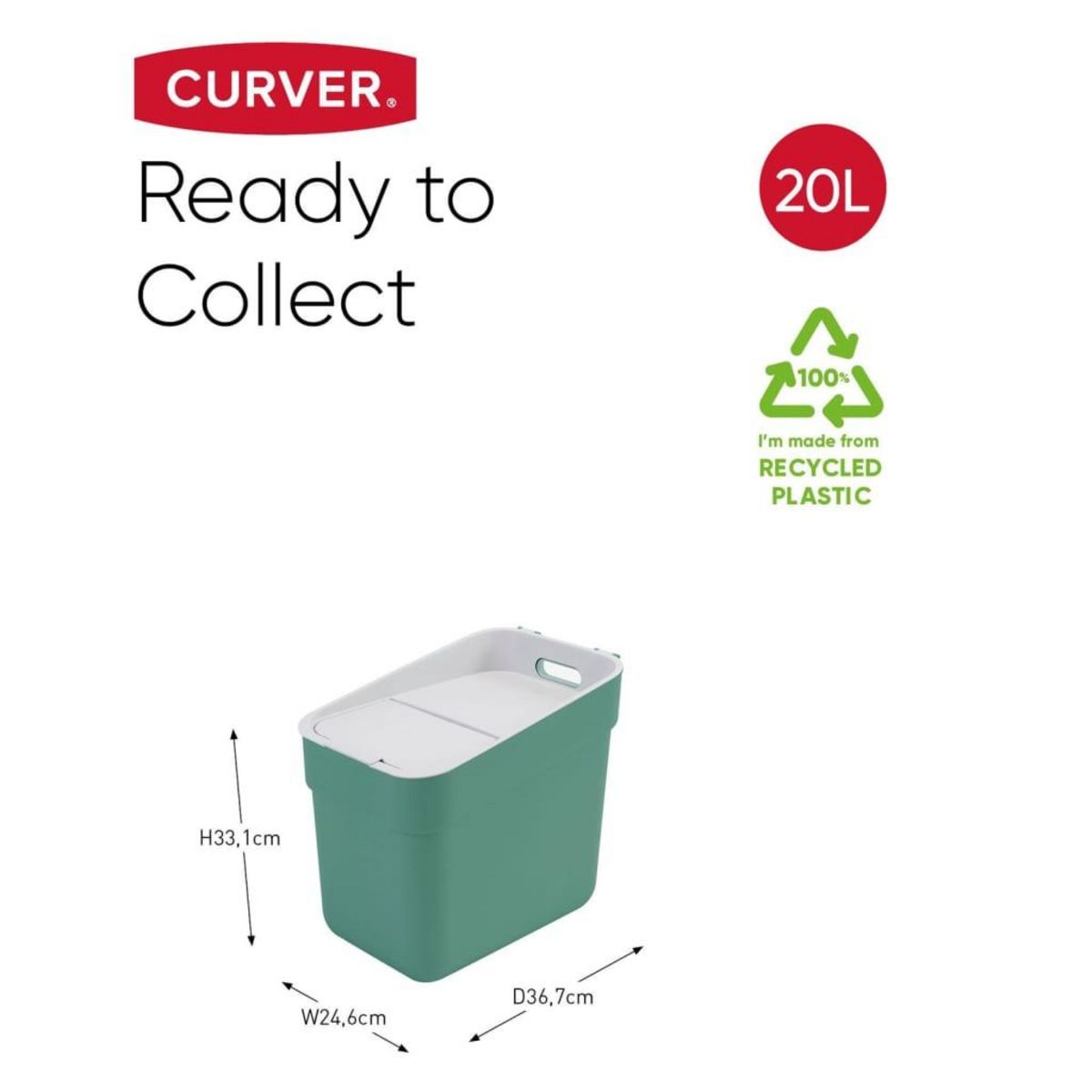 CURVER Curver Poubelle Ready to Collect 20 L Vert menthe