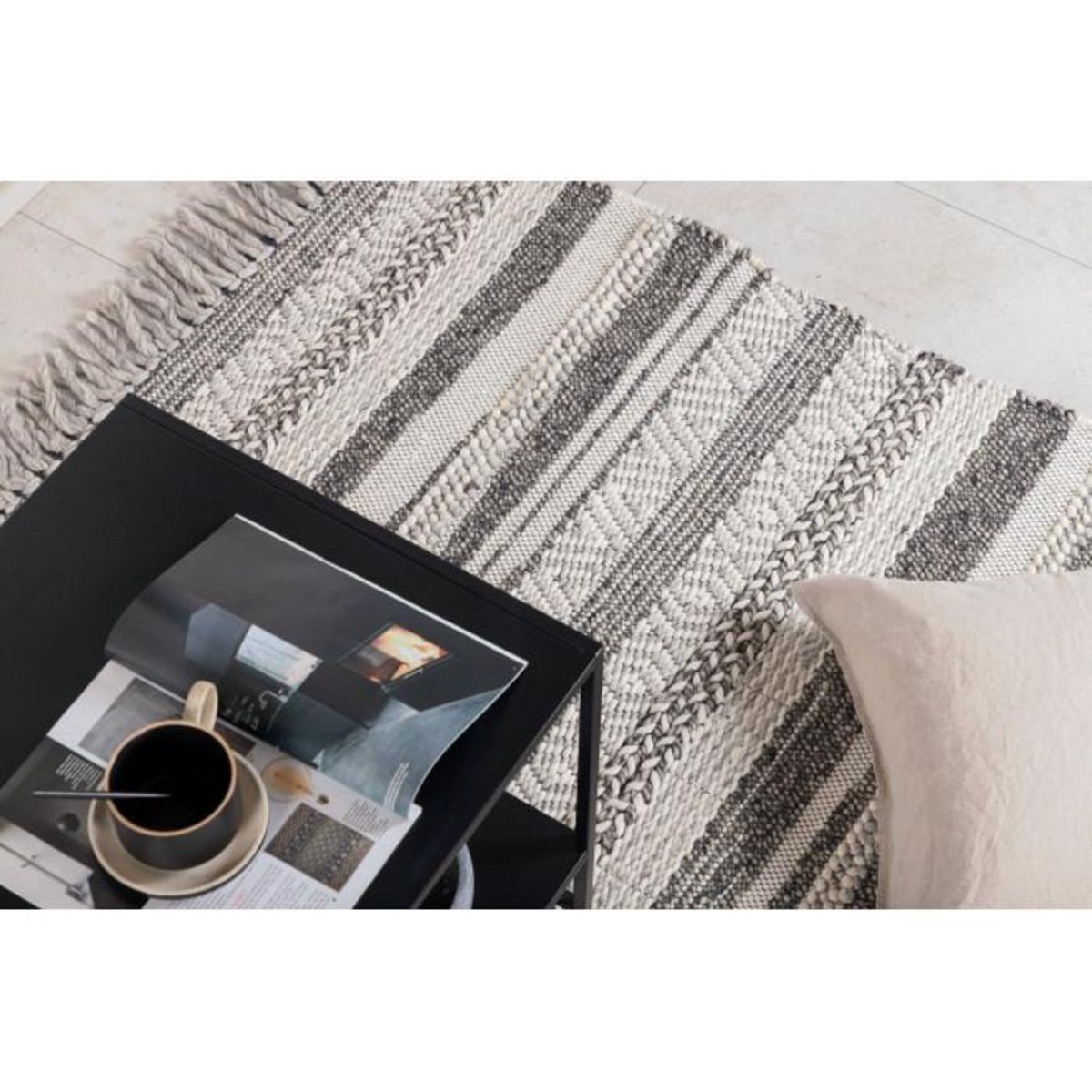 Paris Prix Tapis Déco en Laine  Alwar  170x240cm Gris Foncé