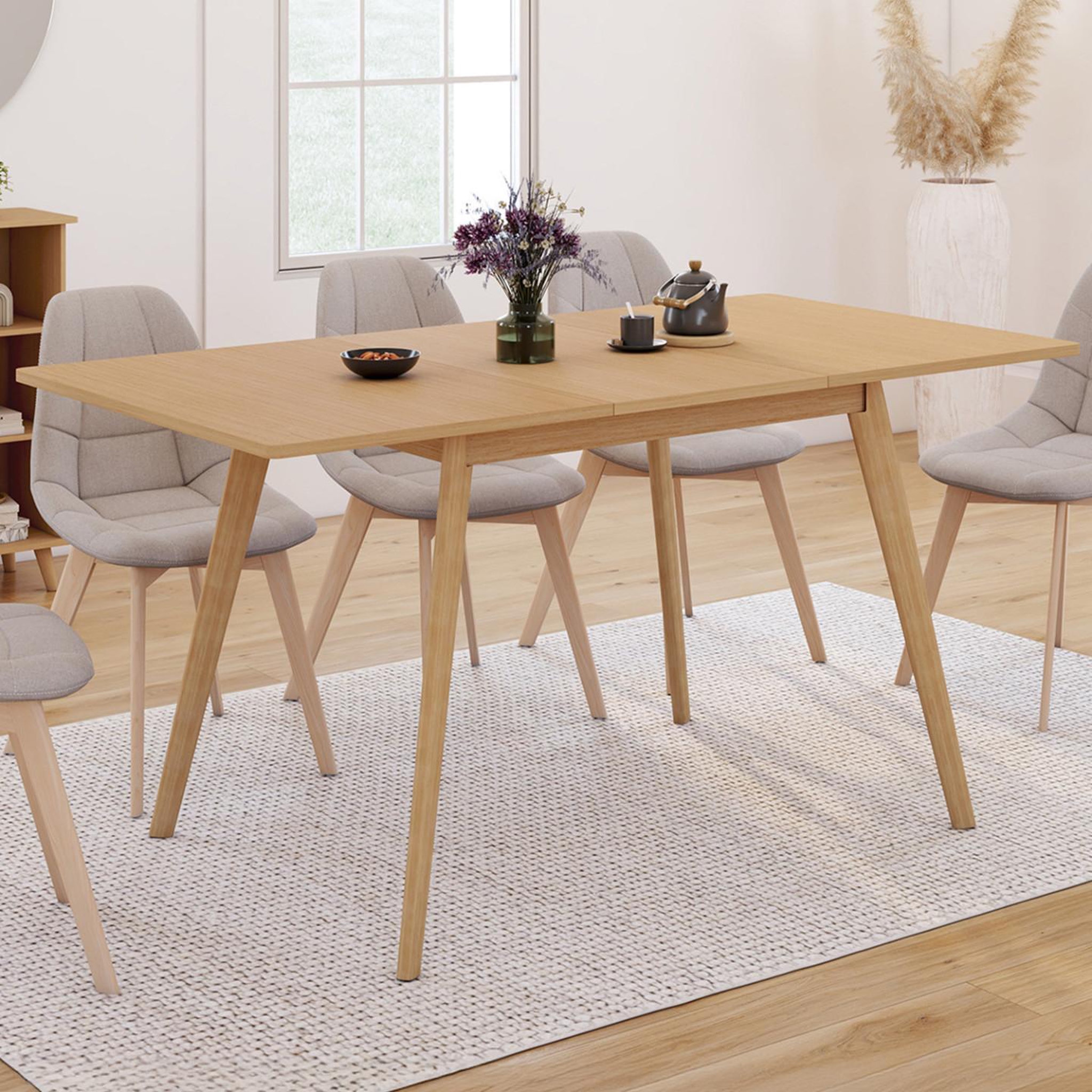 Voir la diapositive 2 : ID MARKET Table à manger extensible rectangle noor 4-8 personnes effet bois 110-150 cm
