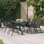 Voir la diapositive 1 : VIDAXL Table de jardin Gris et noir 180x80x70 cm Acier et verre