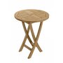 MACABANE HARRIS - SALON DE JARDIN EN BOIS TECK 2 pers - 1 Table ronde pliante 60 cm et 2 chaises textilène couleur taupe