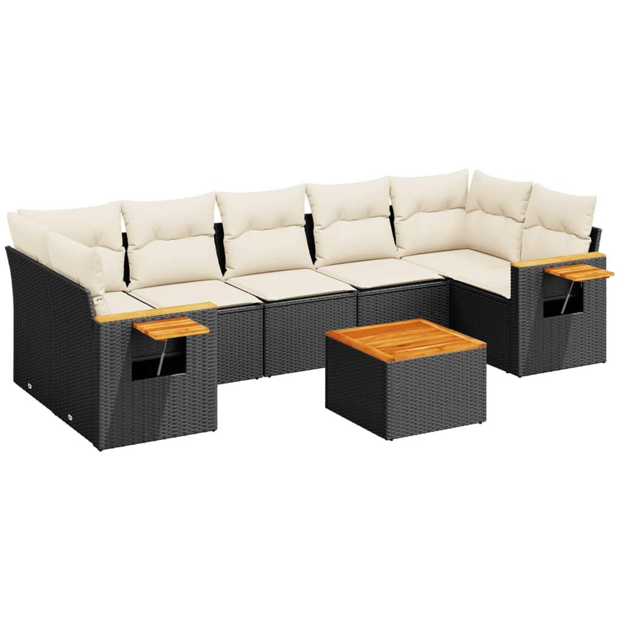 Voir la diapositive 2 : VIDAXL Salon de jardin 8 pcs avec coussins noir resine tressee