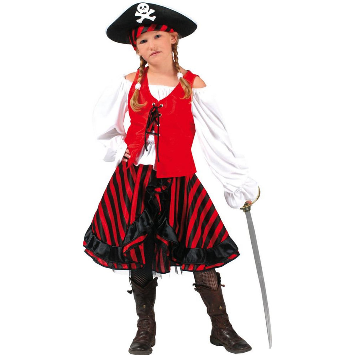 FUNNY FASHION Déguisement Jolie Piratesse - Fille - 10/12 ans (140 à 152 cm)